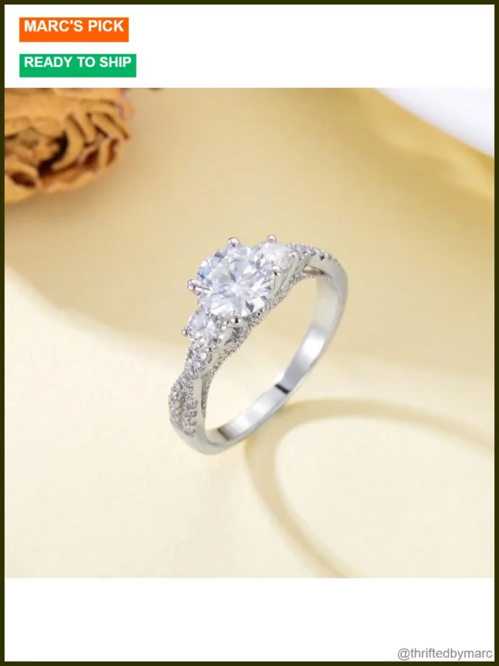 1.5 Carat Moissanite Engagement Ring Platinum Plated Silver